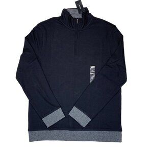 Alfani Mens Regular-Fit Solid 1/4-Zip Sweatshirt Deep Black M